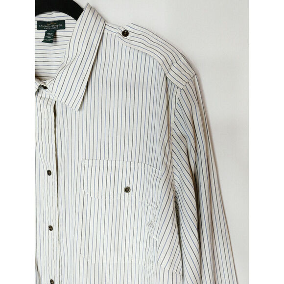 LRL Lauren Jeans Women's Cotton Striped Long Sleeve Button-Down Shirt Size 3X - Picture 3 of 8